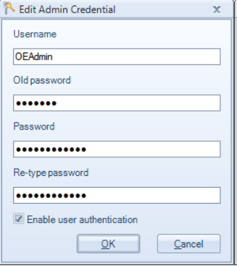Enable user authentication checkbox in OPC Easy Archiver admin credential settings
